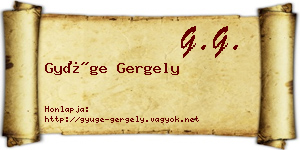 Gyüge Gergely névjegykártya